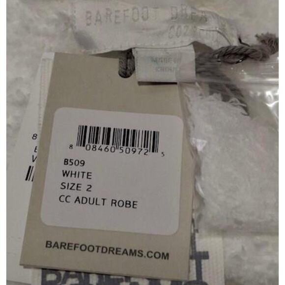 Barefoot Dreams Women's White Size 2 Belted Open Front Cozychic Robe - Picture 3 of 5